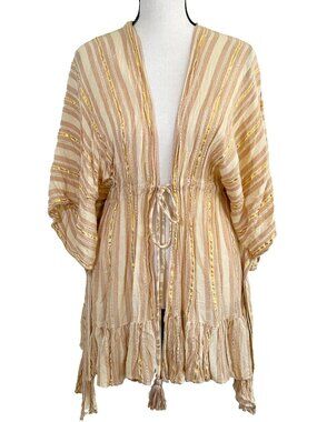 Gold and Yellow Stripe Beach Cover Up Kaftan